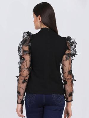 floral applique puff sleeved top - 17927475 - Standard Image - 3