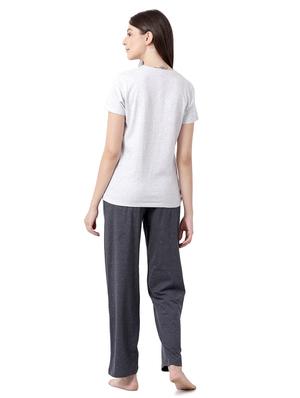 v-neck solid nightwear pajama set - 17927906 - Standard Image - 3