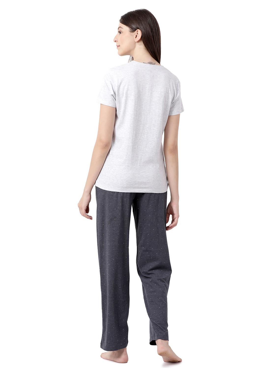 v-neck solid nightwear pajama set - 17927906 - Zoom Image - 3