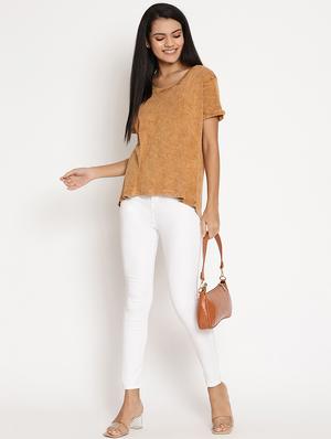 brown solid regular tee - 17928021 - Standard Image - 4