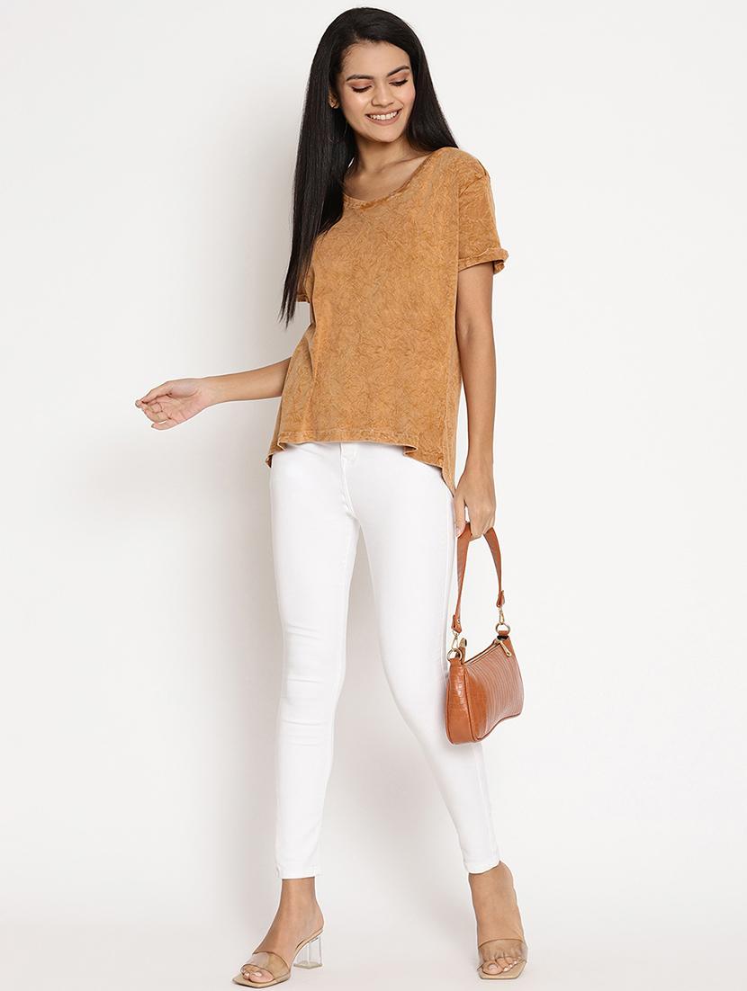 brown solid regular tee - 17928021 - Zoom Image - 4