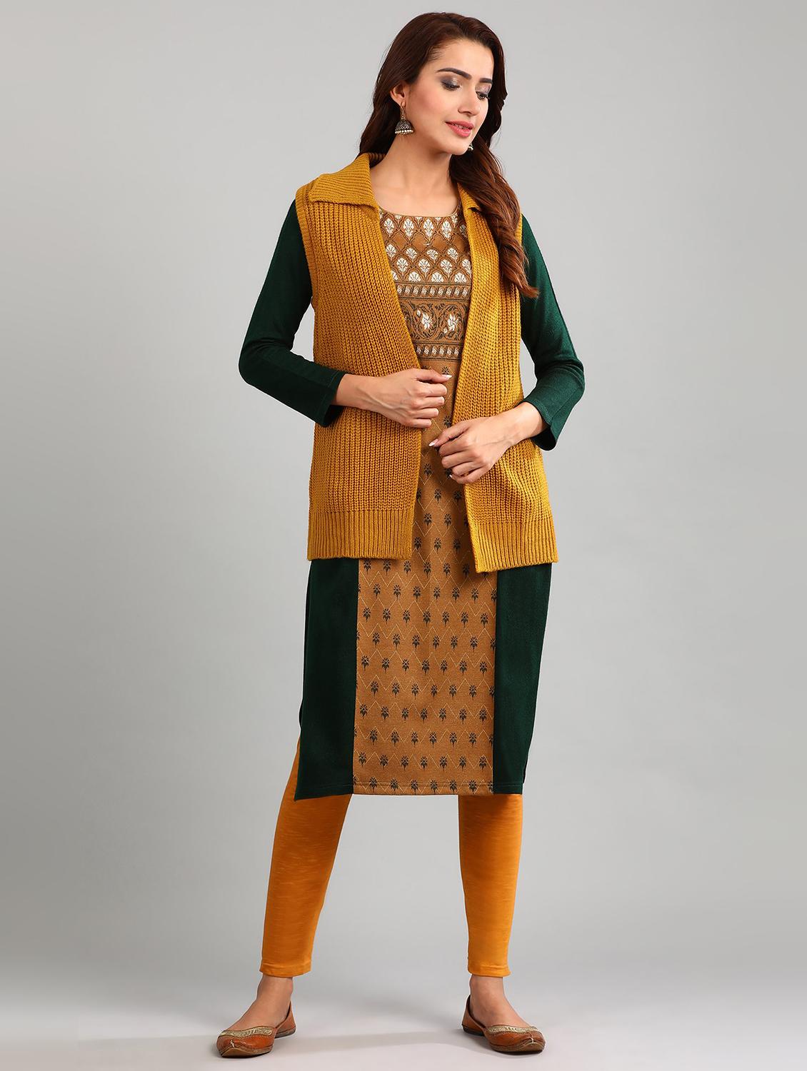 mustard solid cardigan - 17928288 - Zoom Image - 4