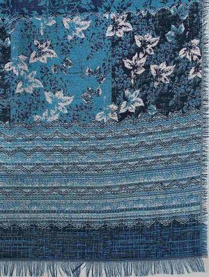 blue polyester printed shawl - 17928738 - Standard Image - 2