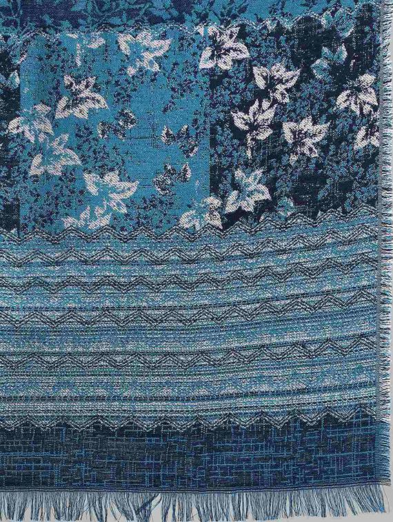 blue polyester printed shawl - 17928738 - Zoom Image - 2