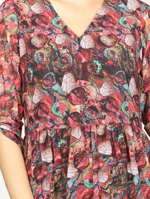 v-neck printed fit & flare dress - 17928758 - Standard Image - 4