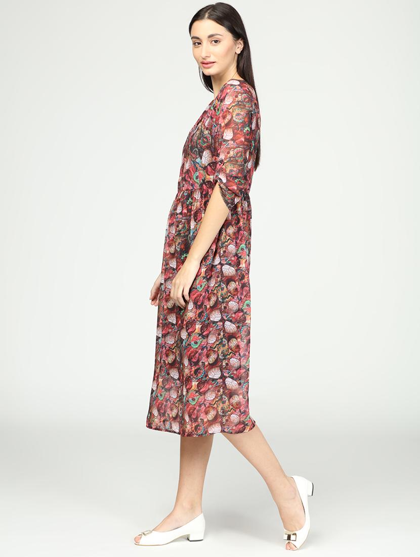v-neck printed fit & flare dress - 17928758 - Zoom Image - 2