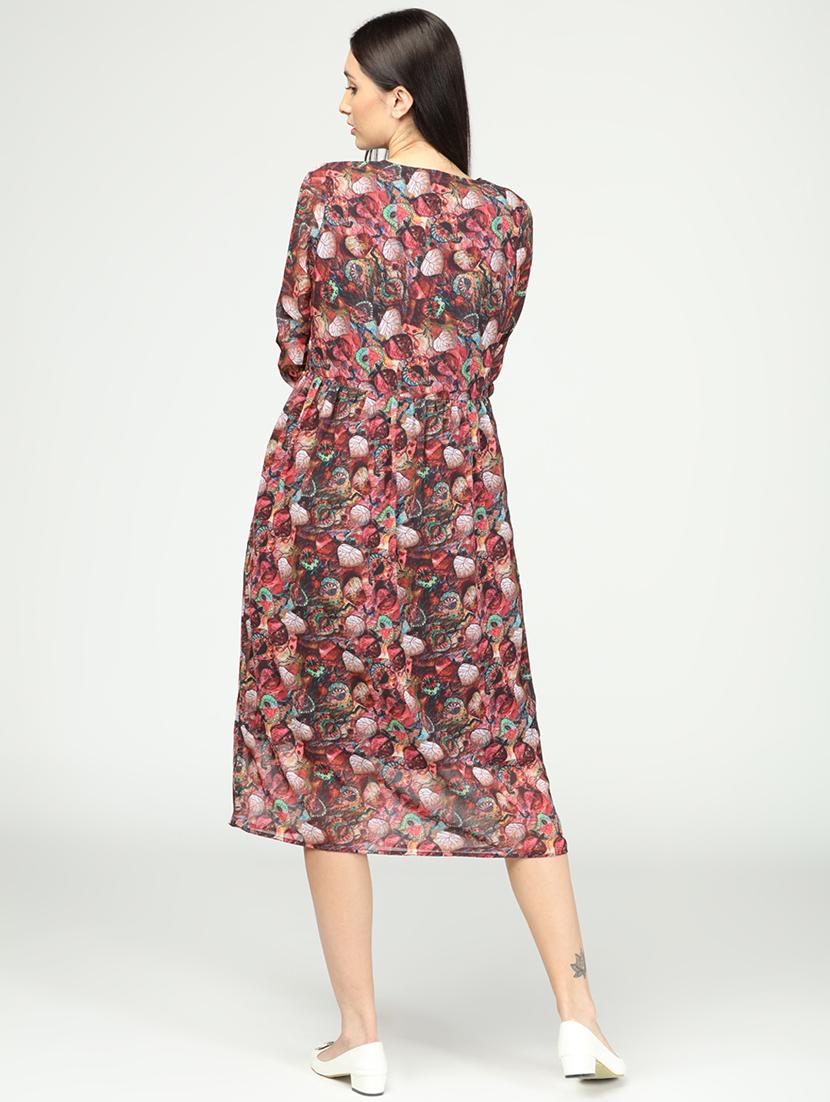 v-neck printed fit & flare dress - 17928758 - Zoom Image - 3