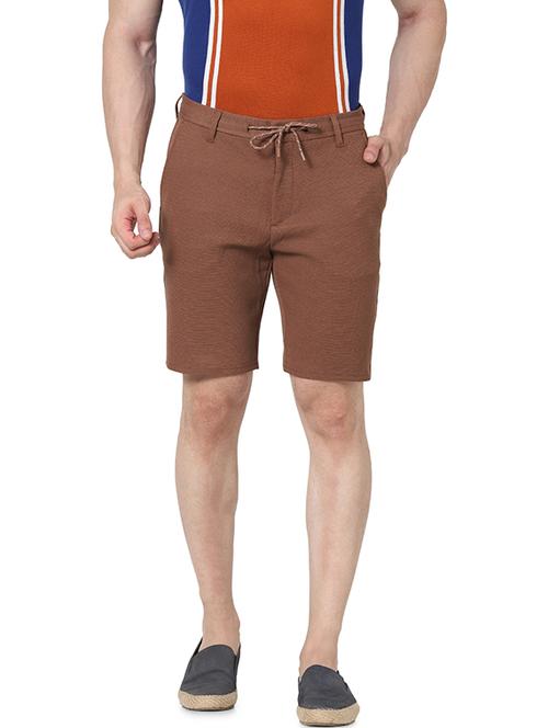 brown textured bermuda shorts - 17928799 - Standard Image - 1