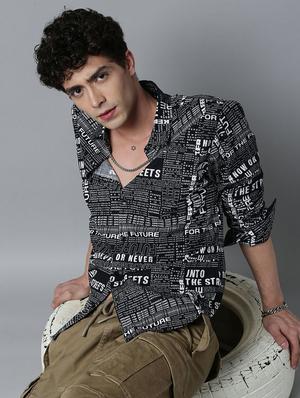 black printed casual shirt - 17929009 - Standard Image - 4