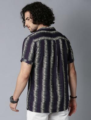 navy blue printed casual shirt - 17929091 - Standard Image - 3
