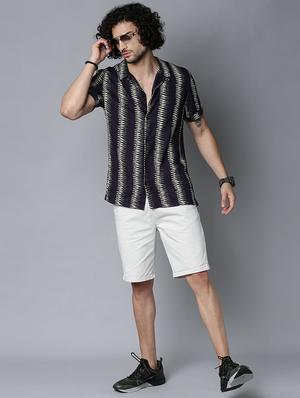 navy blue printed casual shirt - 17929091 - Standard Image - 4