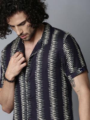 navy blue printed casual shirt - 17929091 - Standard Image - 5