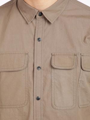 khaki solid casual shirt - 17929093 - Standard Image - 5