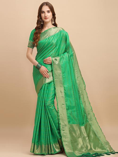 self design banarasi saree with blouse - 17929479 - Standard Image - 1