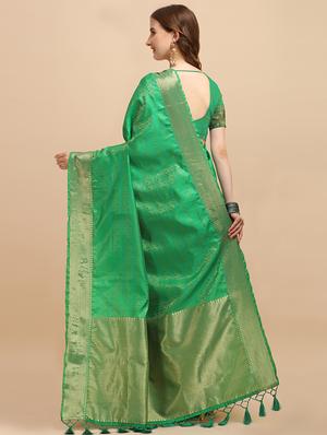 self design banarasi saree with blouse - 17929479 - Standard Image - 2