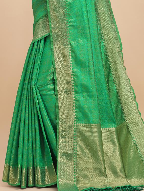 self design banarasi saree with blouse - 17929479 - Zoom Image - 3