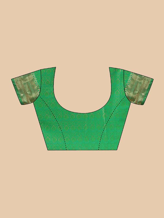self design banarasi saree with blouse - 17929479 - Zoom Image - 4