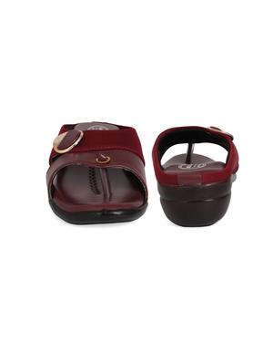 just lady wedges maroon slip on slippers - 17929779 - Standard Image - 3