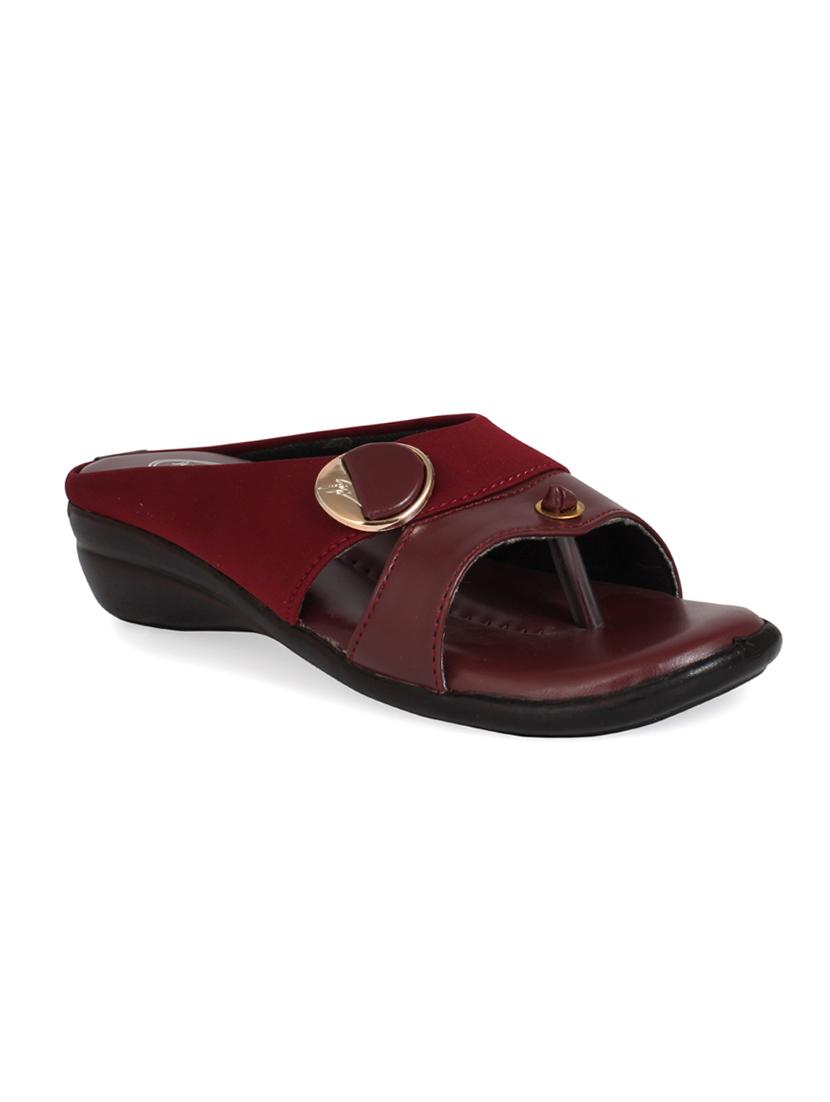 just lady wedges maroon slip on slippers - 17929779 - Zoom Image - 1