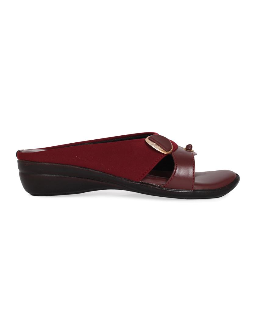 just lady wedges maroon slip on slippers - 17929779 - Zoom Image - 2
