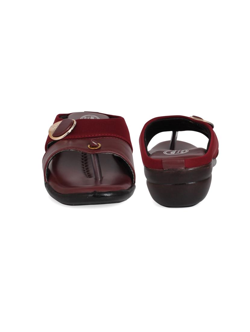 just lady wedges maroon slip on slippers - 17929779 - Zoom Image - 3