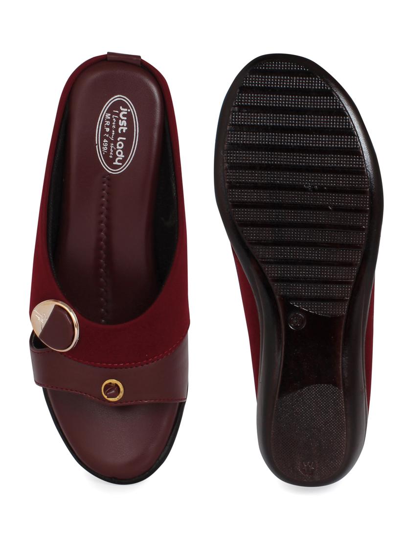 just lady wedges maroon slip on slippers - 17929779 - Zoom Image - 4