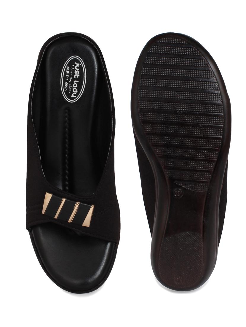 just lady wedges black slip on slippers - 17929781 - Zoom Image - 4