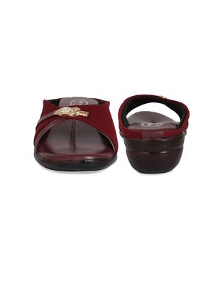 just lady wedges maroon slip on slippers - 17929785 - Standard Image - 3