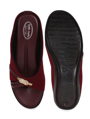 just lady wedges maroon slip on slippers - 17929785 - Standard Image - 4