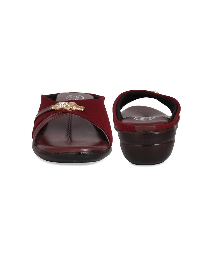 just lady wedges maroon slip on slippers - 17929785 - Zoom Image - 3