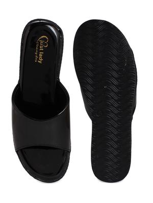 just lady platform heel black slip on slippers - 17929799 - Standard Image - 4
