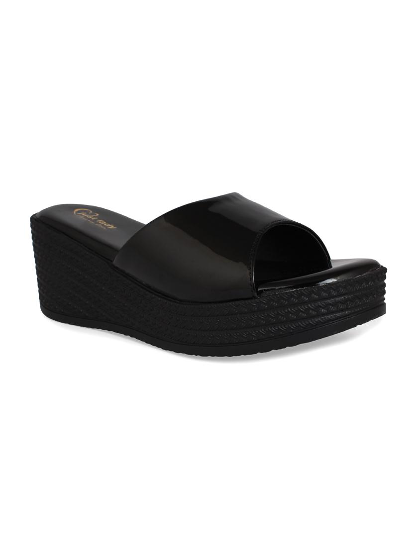 just lady platform heel black slip on slippers - 17929799 - Zoom Image - 1