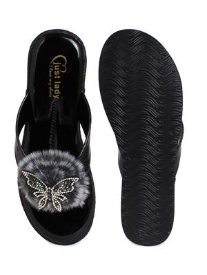 just lady platform heel black slip on slippers - 17929805 - Standard Image - 4