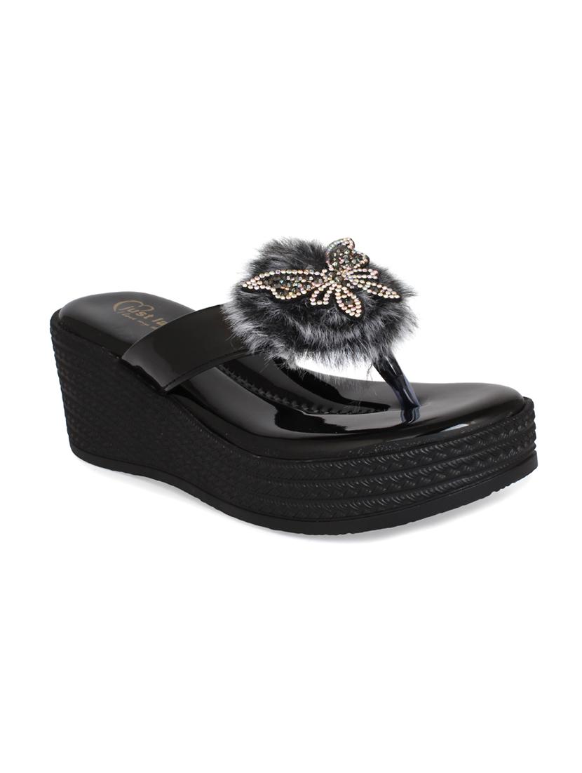 just lady platform heel black slip on slippers - 17929805 - Zoom Image - 1