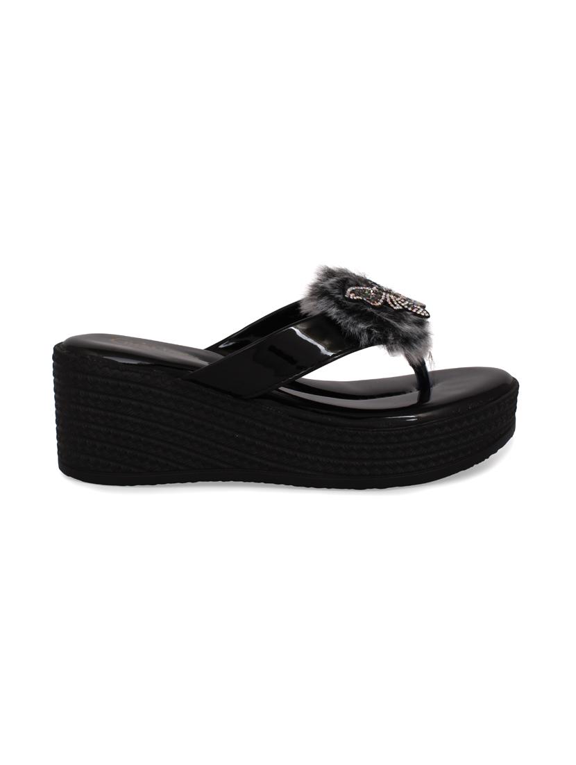 just lady platform heel black slip on slippers - 17929805 - Zoom Image - 2