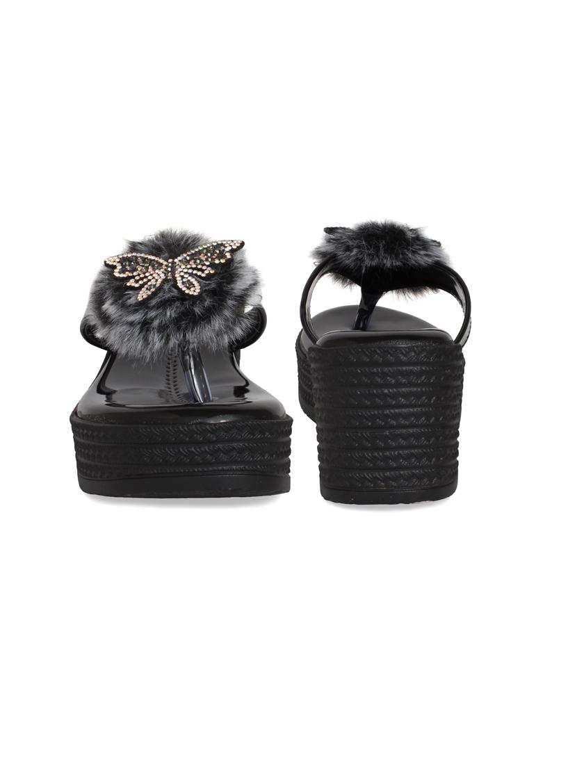 just lady platform heel black slip on slippers - 17929805 - Zoom Image - 3