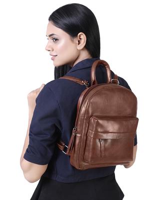 brown leatherette (pu) regular backpack - 17930104 - Standard Image - 6