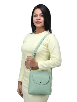 green leatherette (pu) regular sling bag - 17930219 - Standard Image - 6