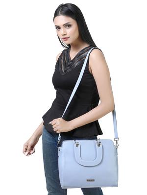 blue leatherette (pu) regular handbag - 17930427 - Standard Image - 5
