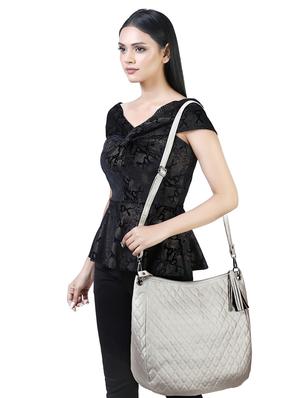 gold leatherette (pu) regular handbag - 17930459 - Standard Image - 5