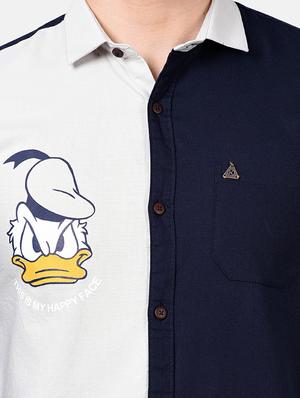 navy blue color block casual shirt - 17930538 - Standard Image - 6
