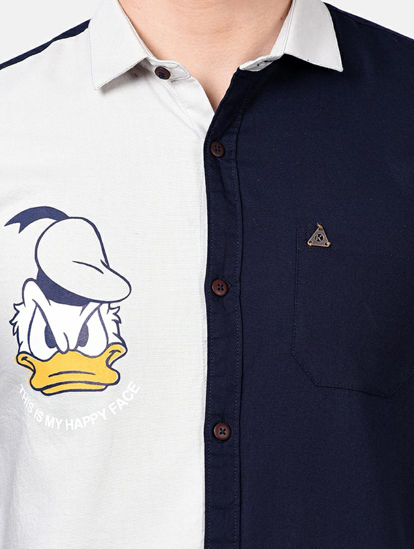 navy blue color block casual shirt - 17930538 - Zoom Image - 6