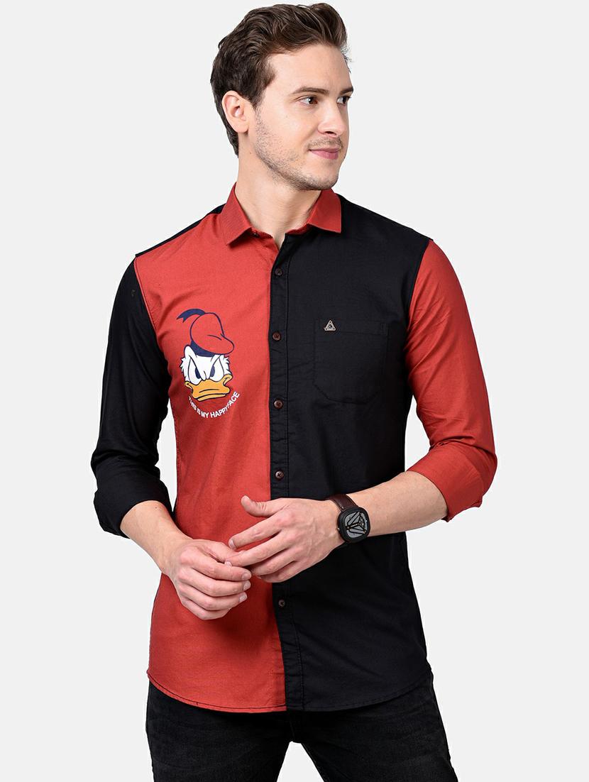 black color block casual shirt - 17930546 - Zoom Image - 1