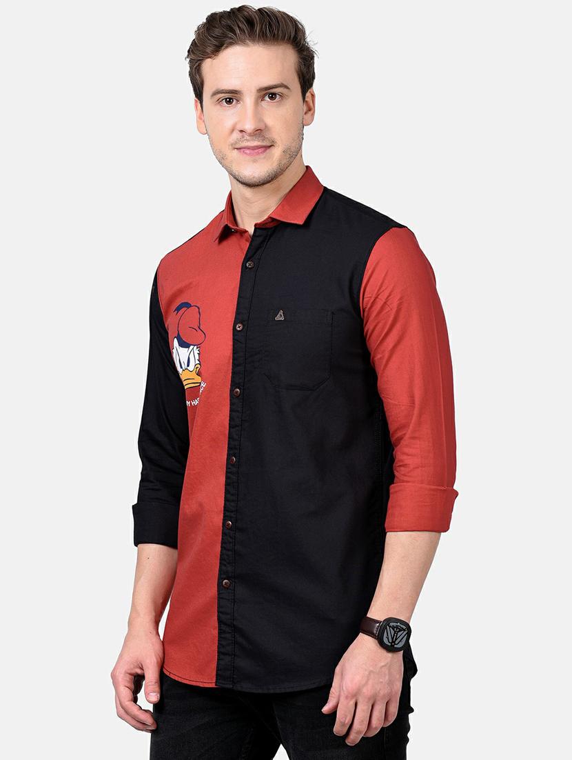 black color block casual shirt - 17930546 - Zoom Image - 2