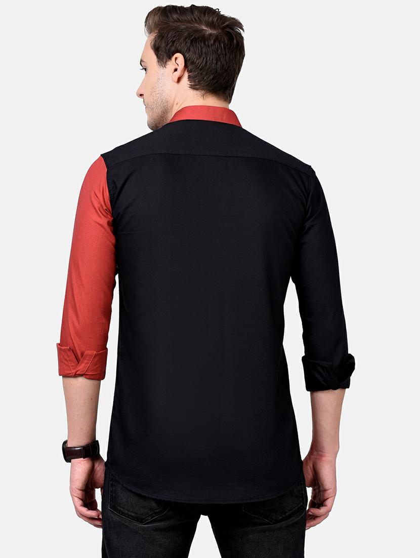 black color block casual shirt - 17930546 - Zoom Image - 4