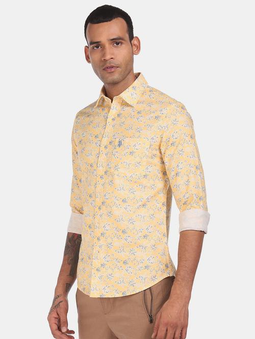 yellow printed casual shirt - 17930713 - Standard Image - 1