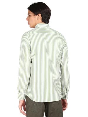 olive green striped casual shirt - 17930734 - Standard Image - 3