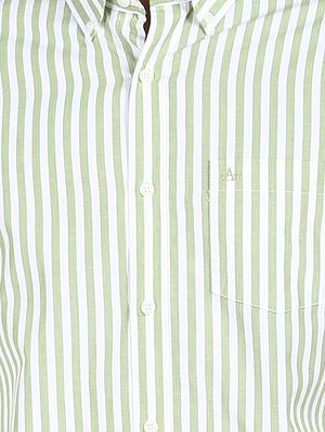 olive green striped casual shirt - 17930734 - Standard Image - 5