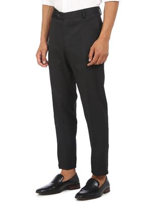 dark blue solid flat front formal trouser - 17930874 - Standard Image - 2