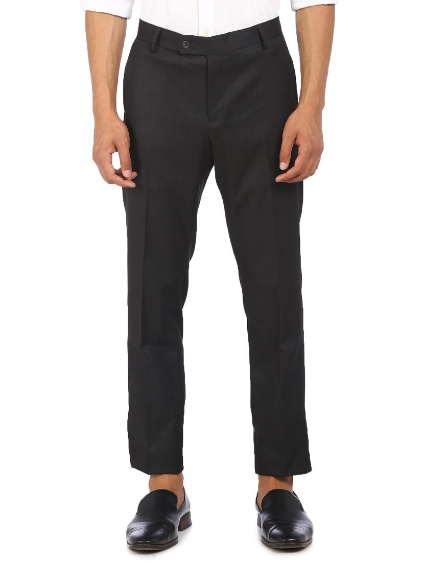 dark blue solid flat front formal trouser - 17930874 - Zoom Image - 1